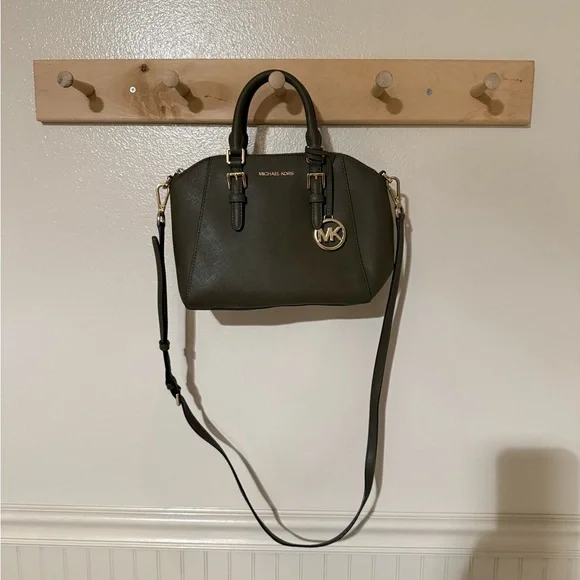 Michael Kors Olive Green Handbag with Gold Accents - Picture 1 of 2